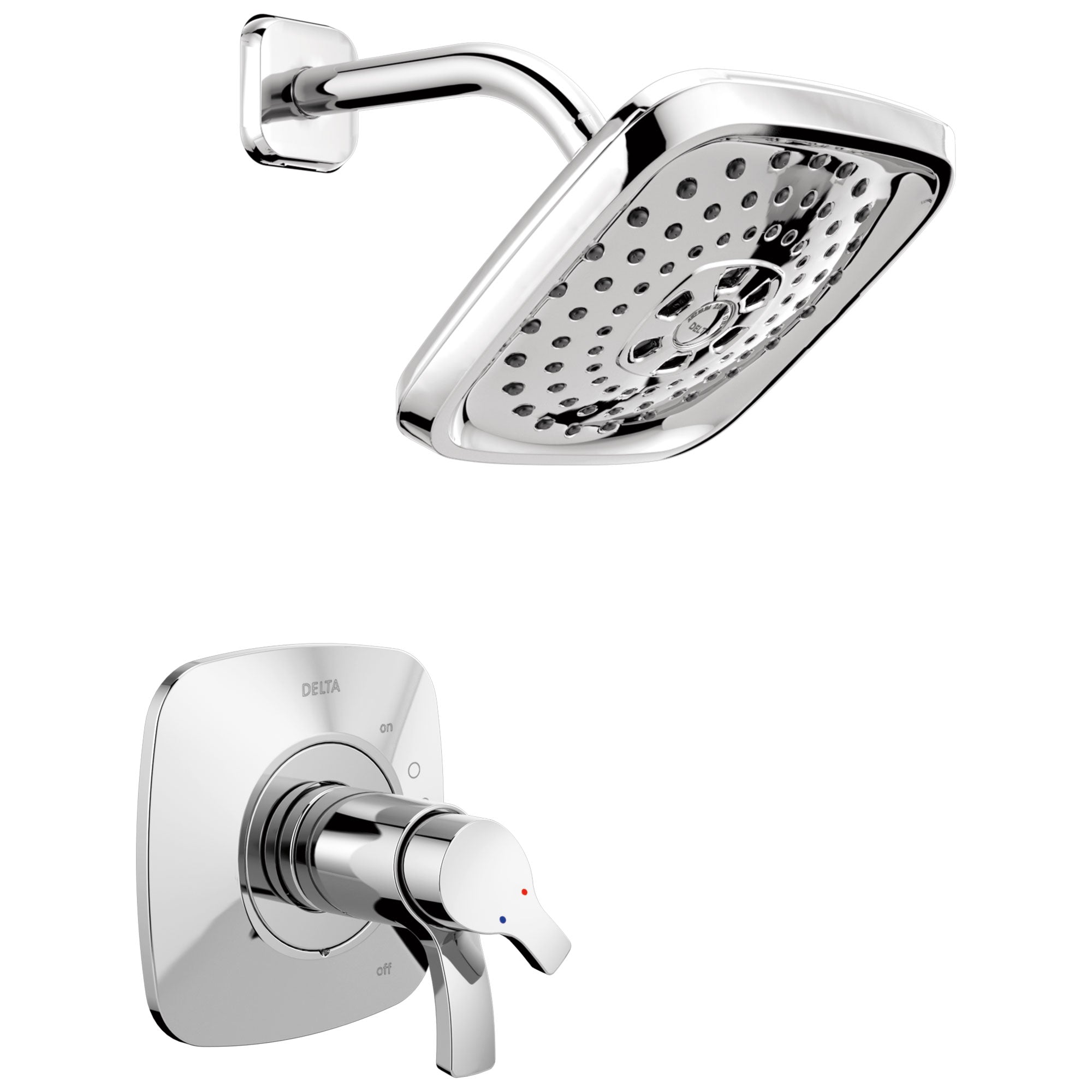 Delta Tesla Collection Chrome TempAssure 17T Series Modern Dual Temp and Pressure Control Shower Faucet Includes Rough-in Valve with Stops D1941V