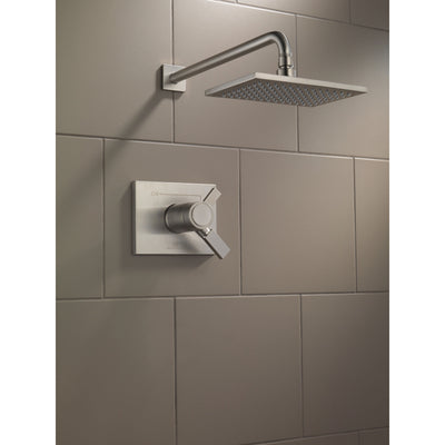 Delta Vero Stainless Steel Finish Modern Thermostatic Water Efficient Shower only Faucet with 17T Cartridge, Handles, and Valve without Stops D3287V