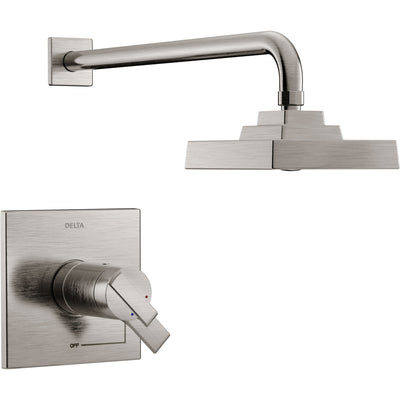 Delta Ara Modern Stainless Steel Finish TempAssure 17T Shower Only Faucet with Dual Temperature and Pressure Control INCLUDES Rough-in Valve with Stops D1105V