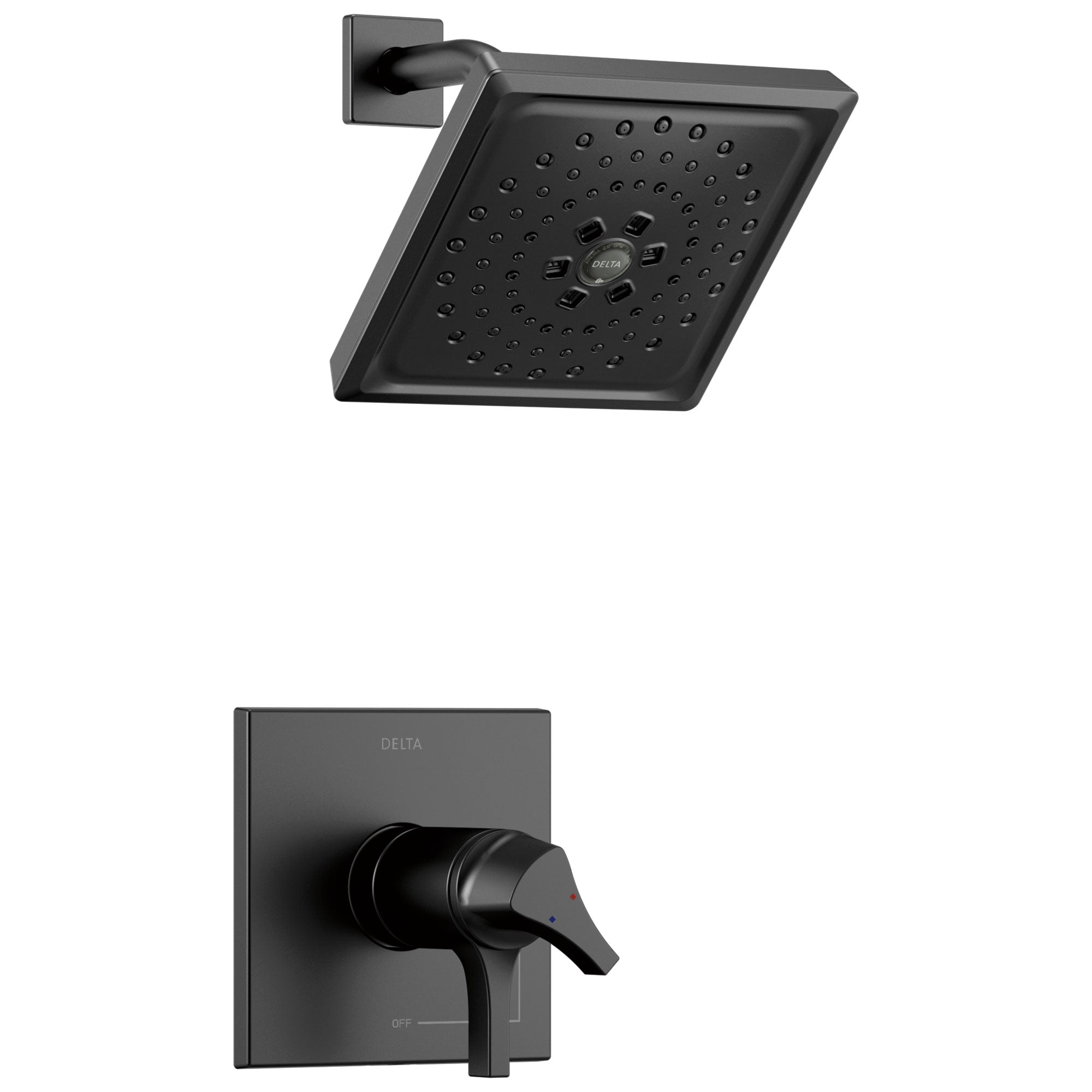 Delta Zura Matte Black Finish TempAssure 17T Series Shower only Faucet Includes Handles, Cartridge, and Rough-in Valve without Stops D3002V