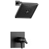 Delta Zura Matte Black Finish TempAssure 17T Series Shower only Faucet Includes Handles, Cartridge, and Rough-in Valve with Stops D3003V