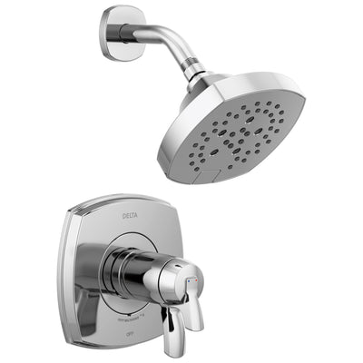 Delta Stryke Chrome Finish 17T Thermostatic Shower Only Faucet Includes Cartridge, Handles, and Rough-in Valve without Stops D3283V