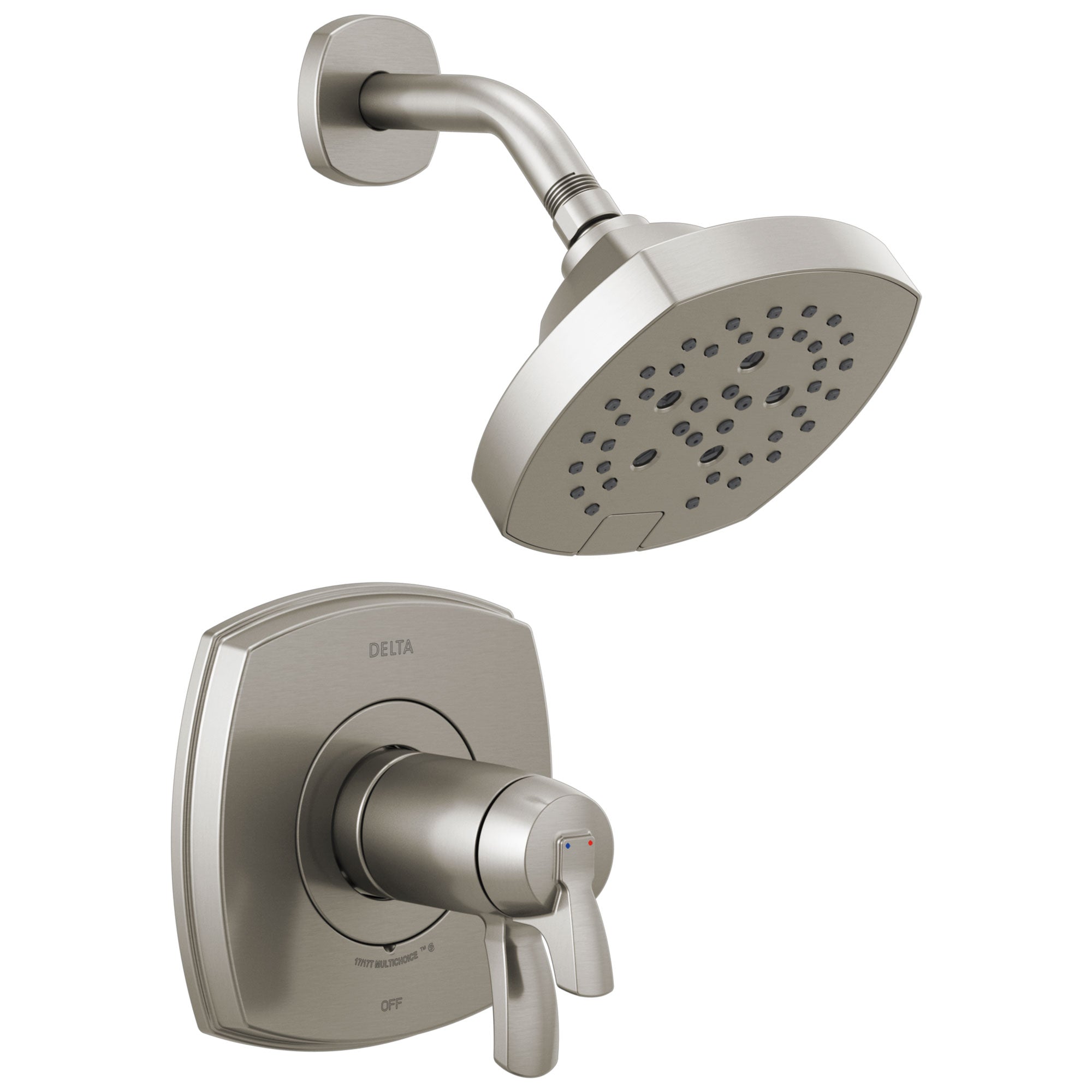 Delta Stryke Stainless Steel Finish 17T Thermostatic Shower Only Faucet Includes Cartridge, Handles, and Rough-in Valve without Stops D3277V