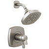 Delta Stryke Stainless Steel Finish 17T Thermostatic Shower Only Faucet Includes Cartridge, Handles, and Rough-in Valve with Stops D3278V