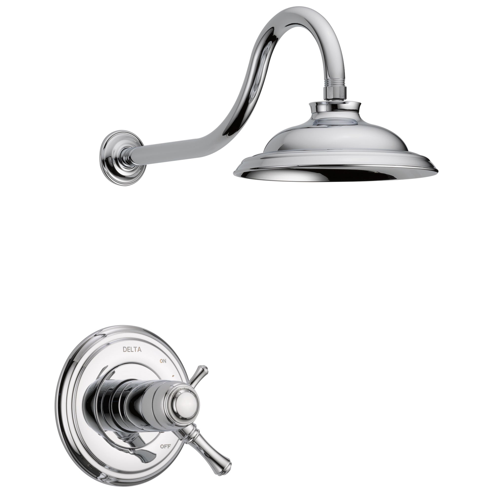 Delta Cassidy Chrome Finish TempAssure Water Efficient Shower only Faucet Includes 17T Cartridge, Handles, and Valve with Stops D3268V