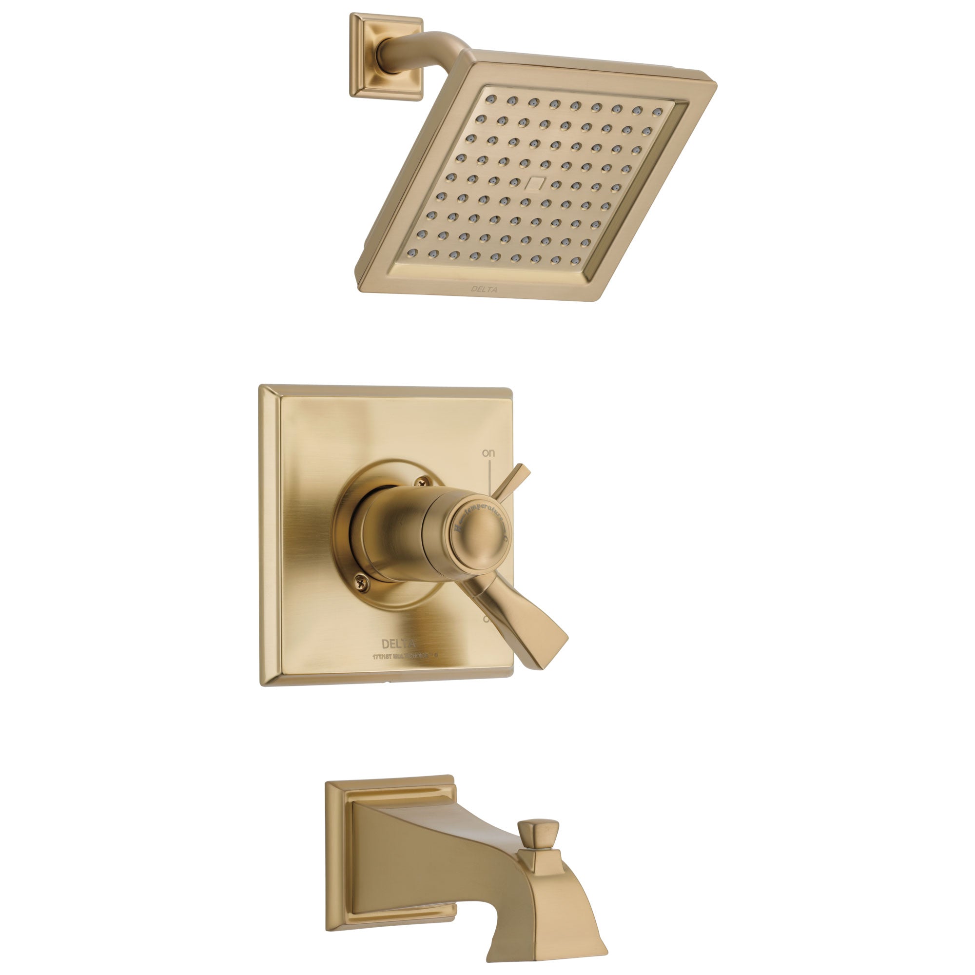 Delta Dryden Champagne Bronze Thermostatic Water Efficient Tub & Shower Faucet Combo Includes Handles, Cartridge, and Valve with Stops D3252V