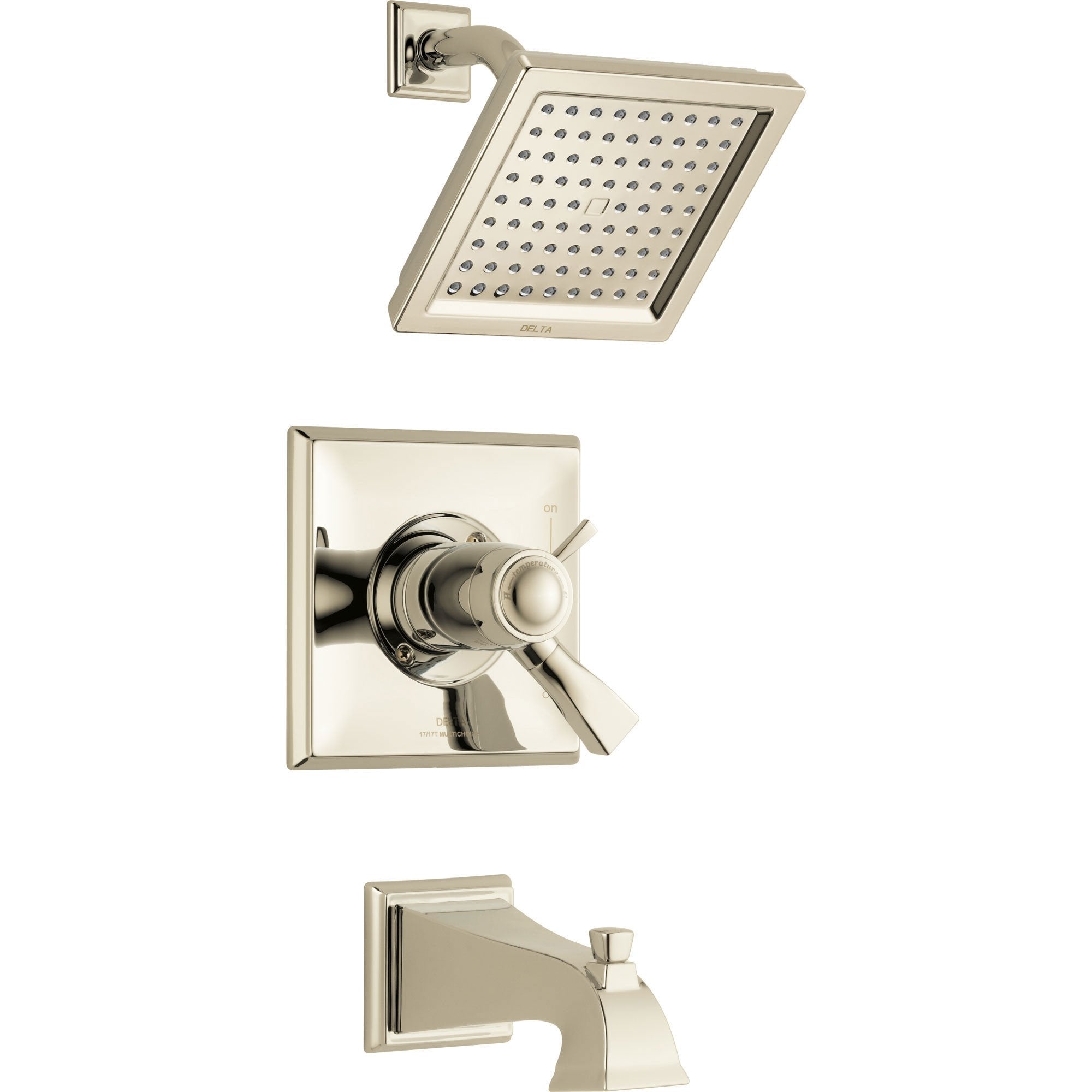 Delta Dryden Modern Polished Nickel Finish TempAssure 17T Tub and Shower Combination Faucet with Dual Temperature and Pressure Control INCLUDES Rough-in Valve with Stops D1103V