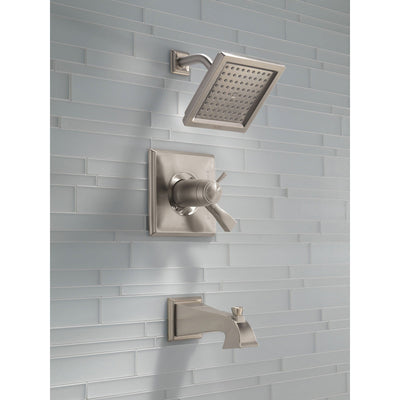 Delta Dryden Collection Stainless Steel Finish Modern TempAssure 17T Thermostatic Tub and Shower Combo Faucet Includes Valve without Stops D2237V