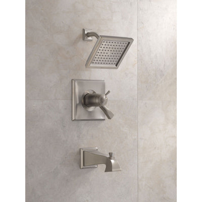 Delta Dryden Collection Stainless Steel Finish Modern TempAssure 17T Thermostatic Tub and Shower Combo Faucet Includes Valve without Stops D2237V