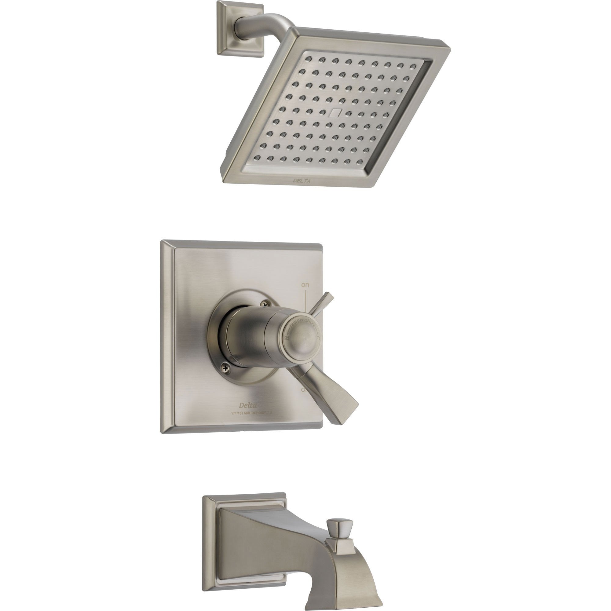 Delta Dryden Thermostatic Stainless Steel Finish Tub and Shower with Valve D499V