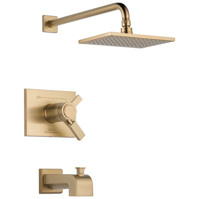 Delta Vero Champagne Bronze Finish Water Efficient Thermostatic Tub & Shower Faucet Combo Includes Cartridge, Handles, and Valve without Stops D3241V