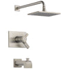 Delta Vero Stainless Steel Finish Water Efficient Thermostatic Tub & Shower Faucet Combo Includes Cartridge, Handles, and Valve with Stops D3238V