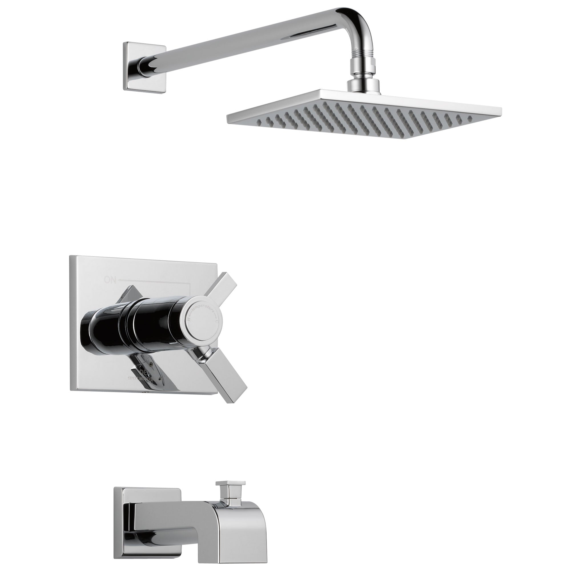 Delta Vero Chrome Finish Water Efficient Thermostatic Tub & Shower Faucet Combination Includes 17T Cartridge, Handles, and Valve without Stops D3235V