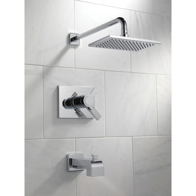 Delta Vero Chrome Finish Water Efficient Thermostatic Tub & Shower Faucet Combination Includes 17T Cartridge, Handles, and Valve without Stops D3235V