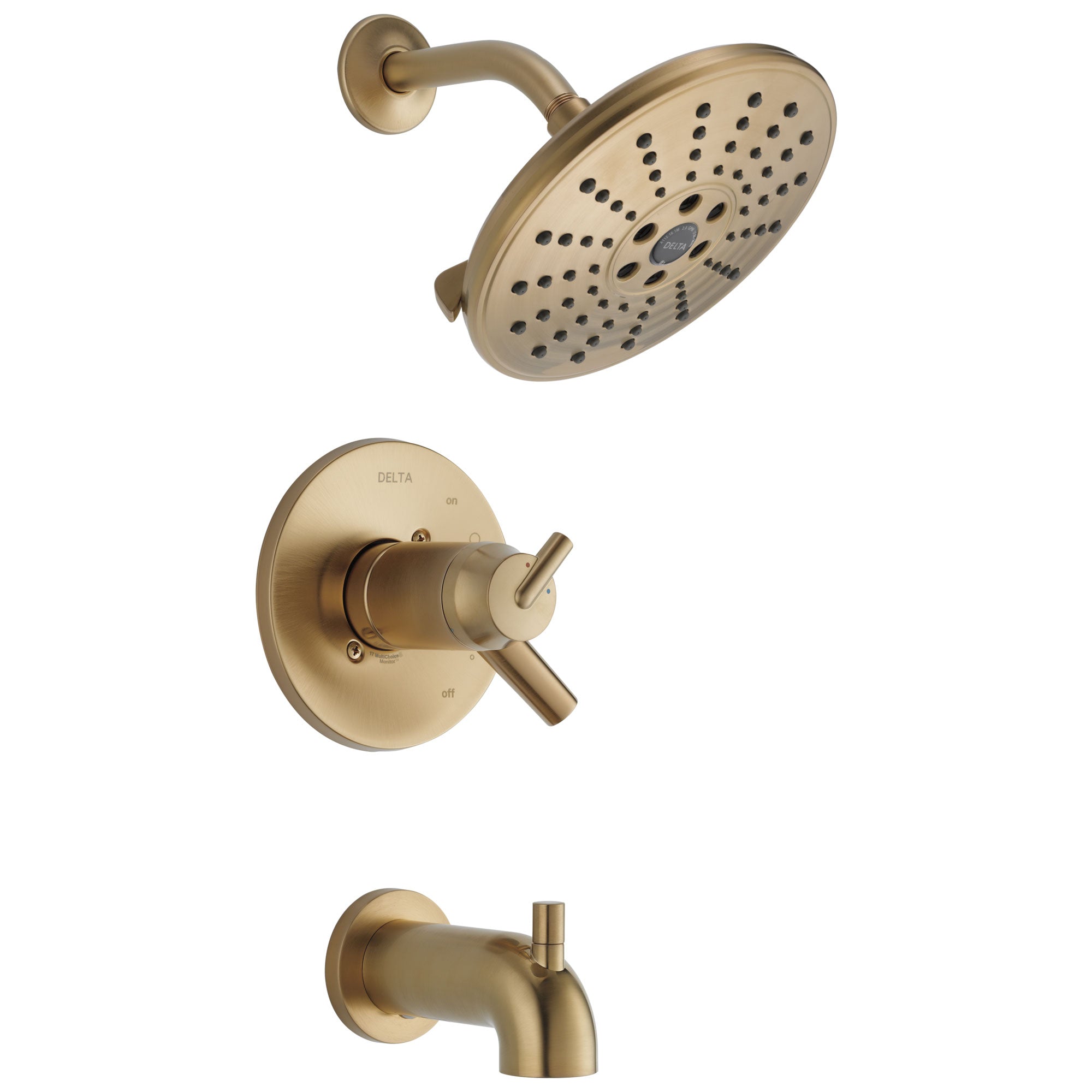 Delta Trinsic Collection Champagne Bronze TempAssure 17T Series Watersense Thermostatic Tub T Shower Combo Faucet Includes Valve without Stops D2235V