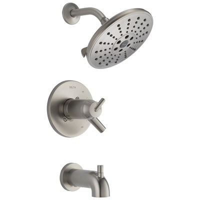 Delta Trinsic Collection Stainless Steel Finish TempAssure 17T Watersense Thermostatic Tub and Shower Combo Faucet Includes Valve without Stops D2229V