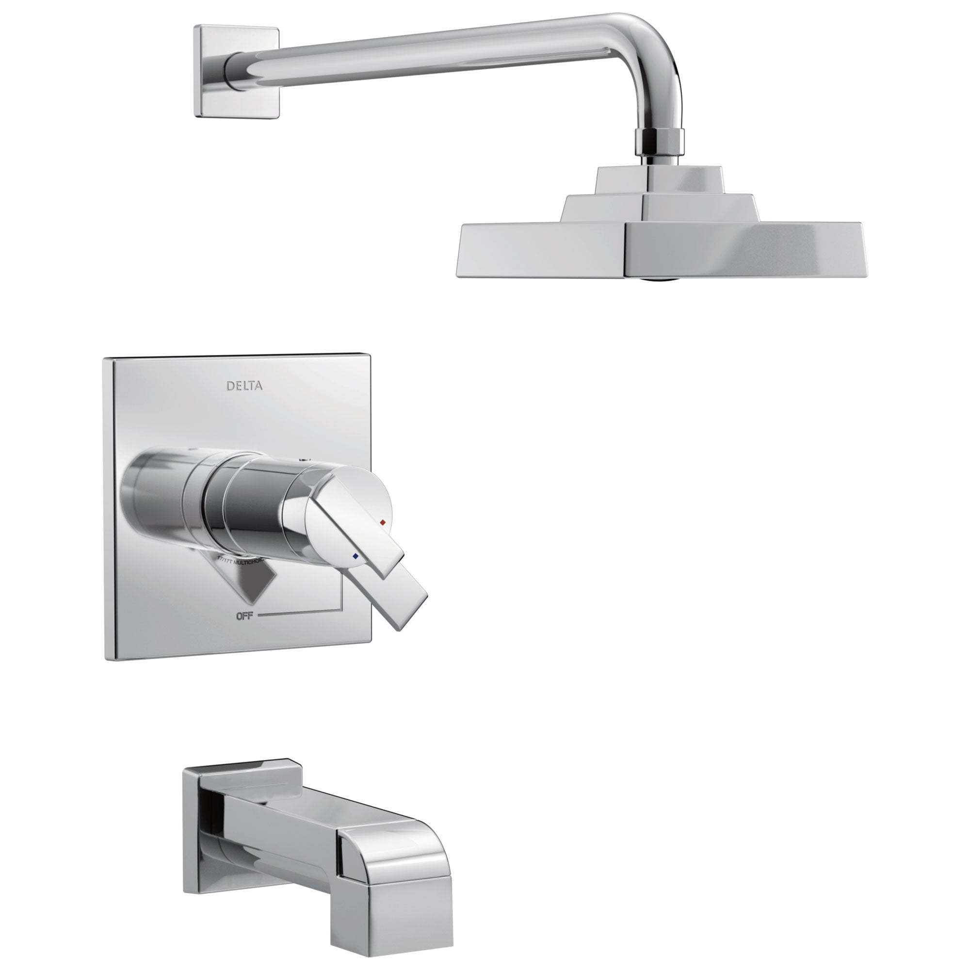 Delta Ara Collection Chrome Modern Thermostatic TempAssure 17T Series Tub and Shower Combination Faucet Includes Valve without Stops D2223V