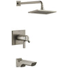 Delta Pivotal Stainless Steel Finish Thermostatic Tub & Shower Combination Faucet Includes 17T Cartridge, Handles, and Valve without Stops D3209V