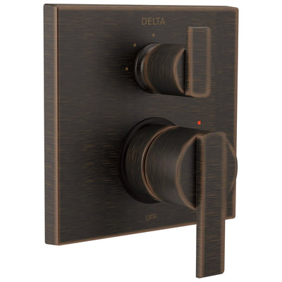 Delta Ara Venetian Bronze Modern Shower Faucet Valve Trim Control Handle with 3-Setting Integrated Diverter Includes Trim Kit and Valve with Stops D2211V