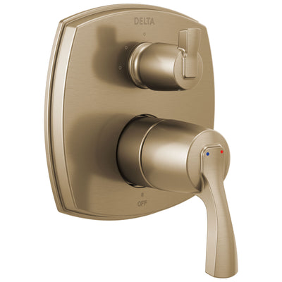 Delta Stryke Champagne Bronze 14 Series Shower System Control with 3 Function Integrated Lever Handle Diverter Includes Valve and Handles D3200V