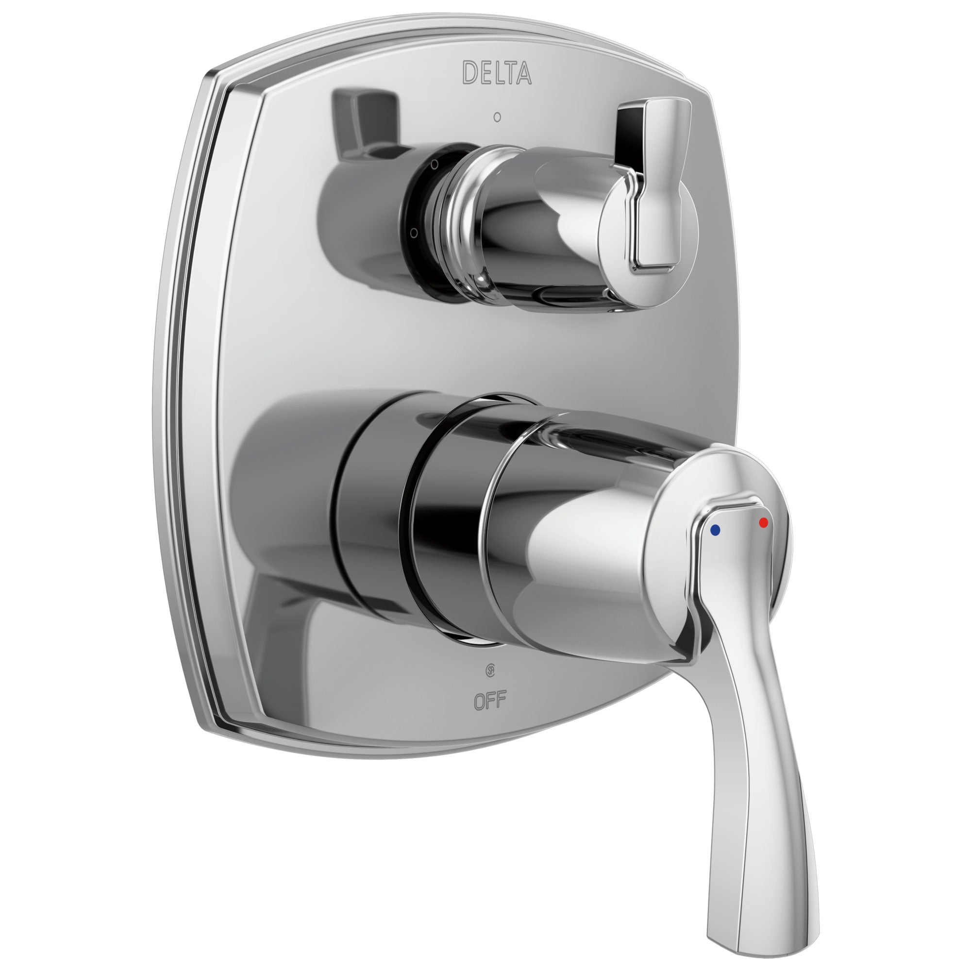 Delta Stryke Chrome Finish 14 Series Shower System Control with 3 Function Integrated Lever Handle Diverter Includes Valve and Handles D3198V