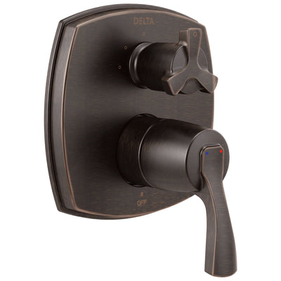 Delta Stryke Venetian Bronze Finish 14 Series Shower System Control with 3 Function Integrated Cross Handle Diverter Includes Valve and Handles D3768V