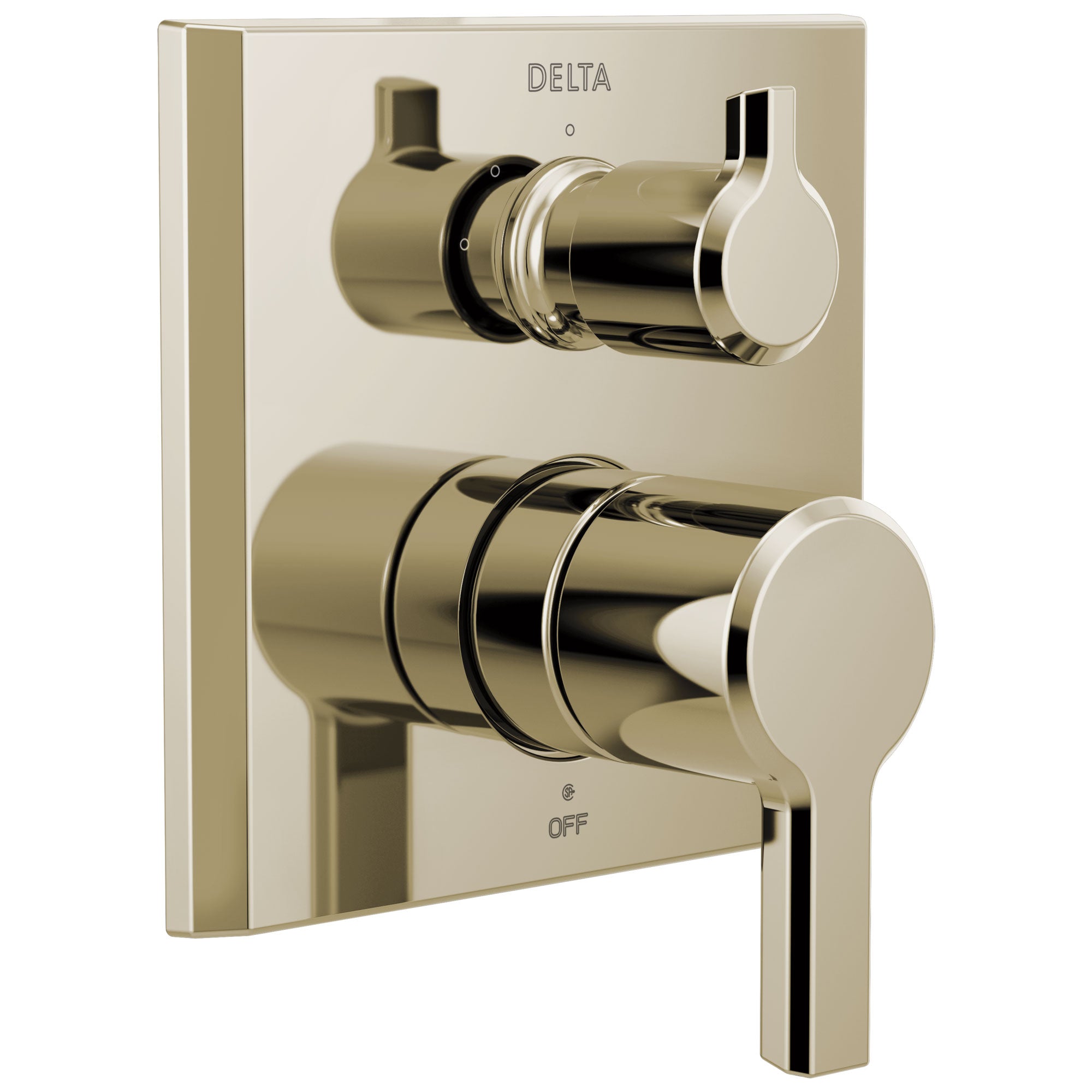 Delta Pivotal Polished Nickel Finish 14 Series Shower Faucet System Control with 3-Setting Integrated Diverter Includes Valve and Handles D3189V