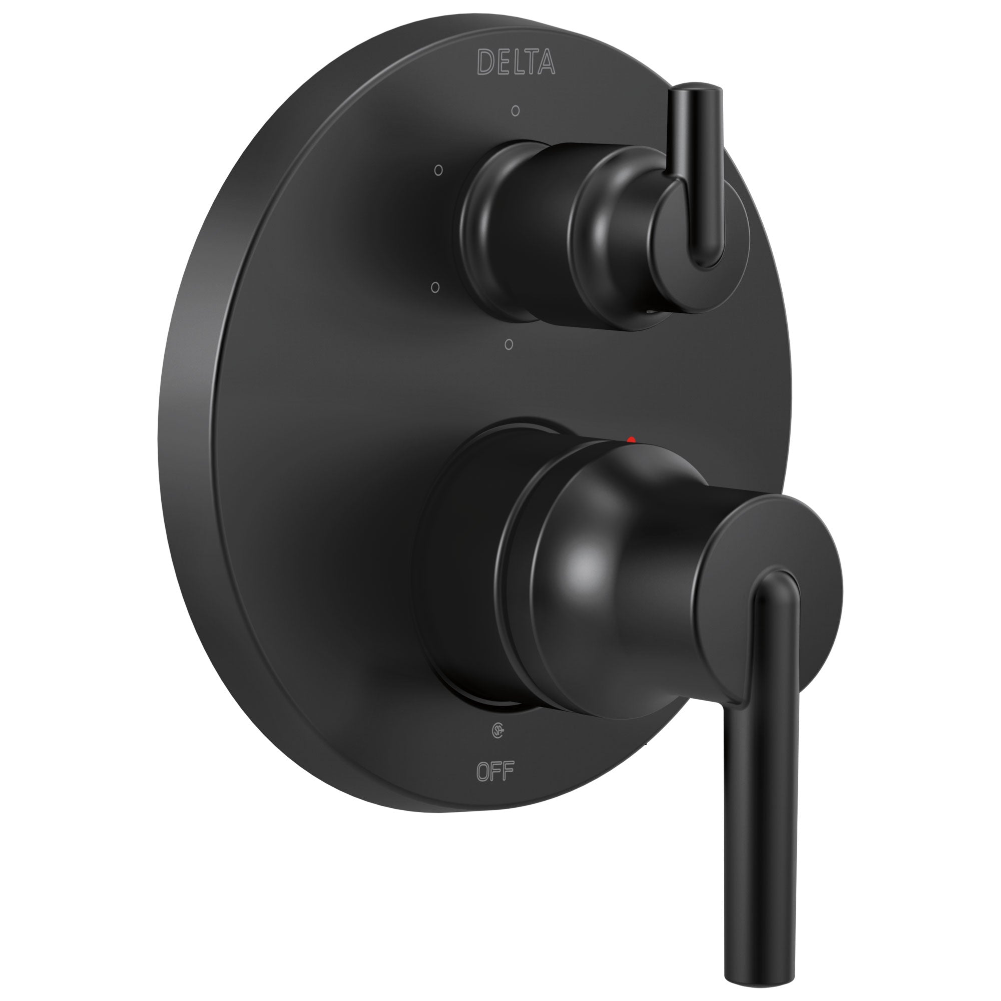 Delta Trinsic Matte Black Finish Contemporary 14 Series Shower System Control with 6-Setting Integrated Diverter Includes Valve and Handles D3187V