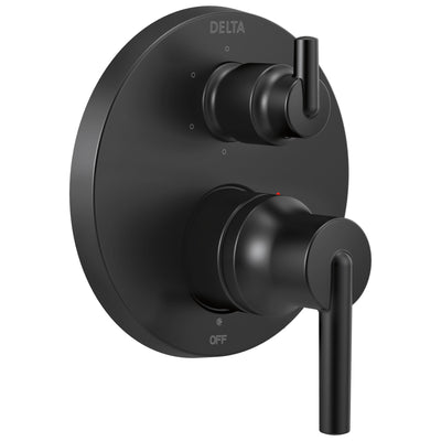 Delta Trinsic Matte Black Finish Contemporary 14 Series Shower System Control with 6-Setting Integrated Diverter Includes Valve and Handles D3758V