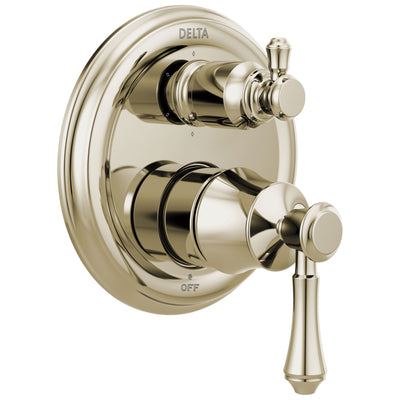 Delta Cassidy Polished Nickel Finish Traditional 14 Series Shower System Control with 6-Setting Integrated Diverter Includes Valve and Handles D3171V