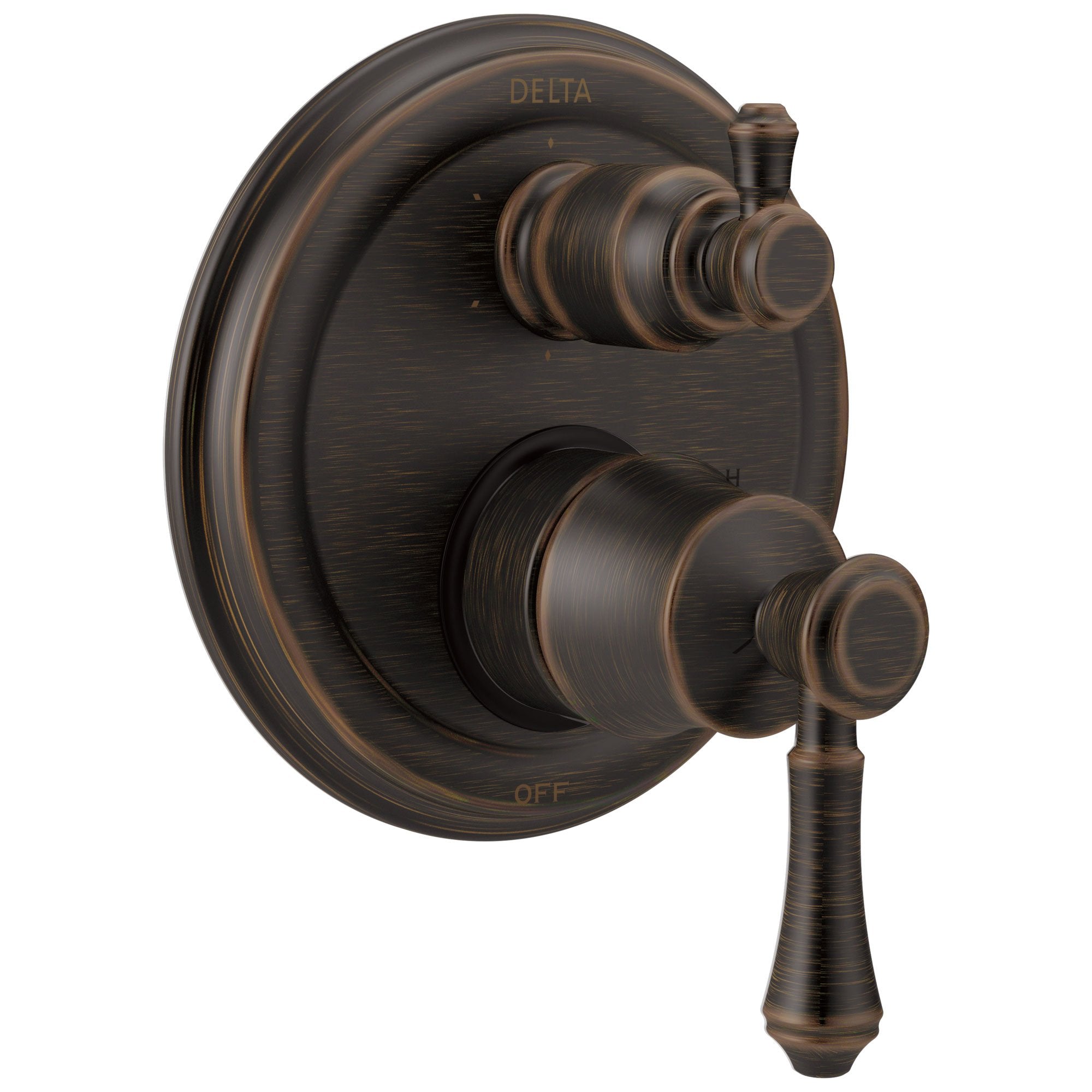 Delta Cassidy Venetian Bronze Traditional Shower Faucet Control Handle with 6-Setting Integrated Diverter Includes Trim Kit and Rough-in Valve with Stops D2187V
