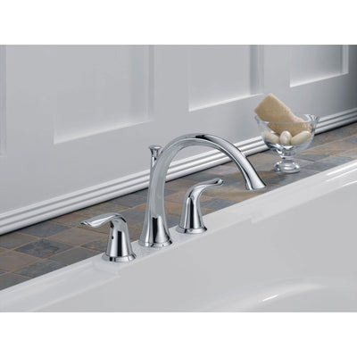 Delta Lahara Chrome 2-Handle Deck Mount Roman Tub Filler Faucet with Valve D896V