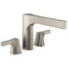 Delta Zura Collection Modern Stainless Steel Finish 3-Hole Roman Tub Filler Faucet Trim Kit (Requires Rough-in Valve) 743935