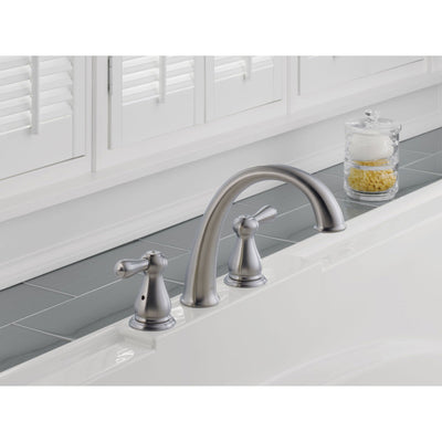 Delta Leland Widespread Stainless Steel Finish Roman Tub Faucet with Valve D916V