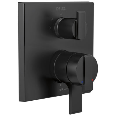 Delta Ara Matte Black Finish Angular Modern 17 Series Shower Faucet Control with 3-Setting Integrated Diverter Includes Valve and Handles D3735V