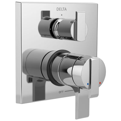 Delta Ara Chrome Angular Modern Monitor 17 Shower Faucet Control Handle with 3-Setting Integrated Diverter Includes Trim Kit and Valve with Stops D2174V