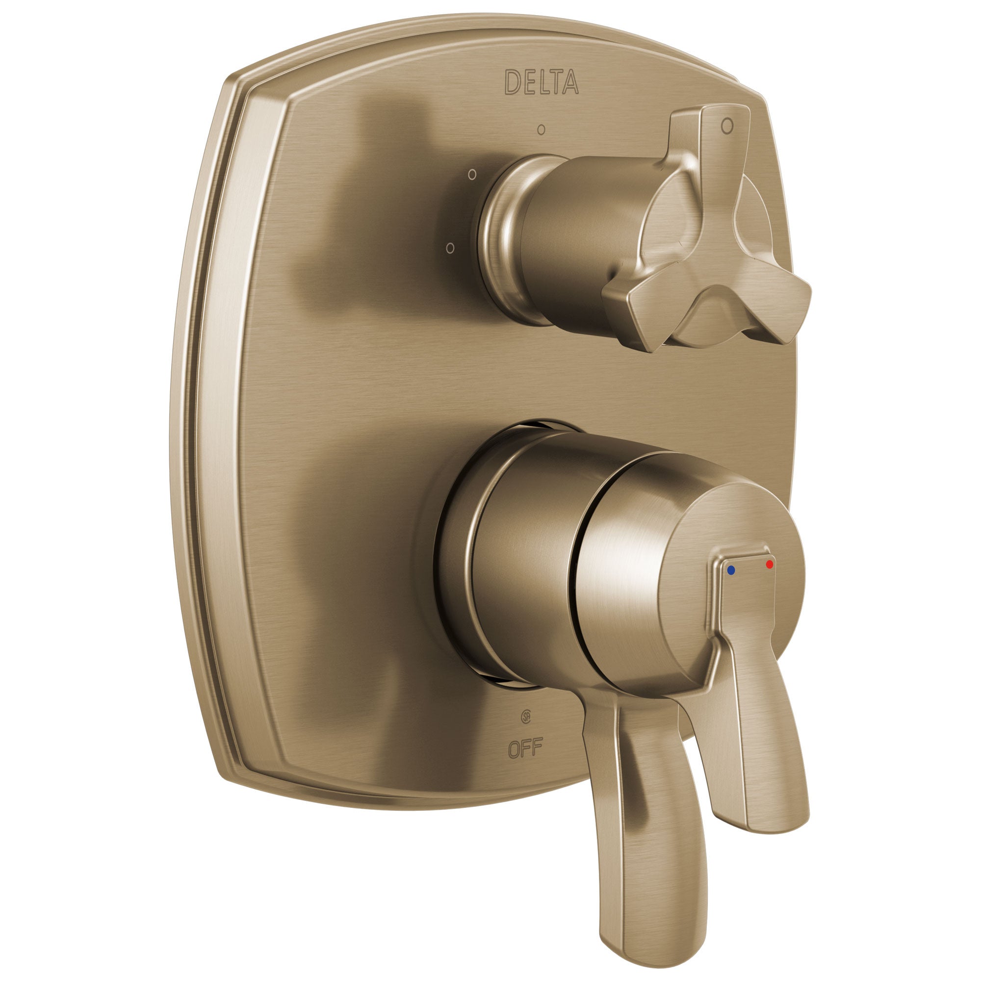 Delta Stryke Champagne Bronze Finish 17 Series Integrated 3-Function Cross Handle Diverter Shower System Control Includes Valve and Handles D3730V