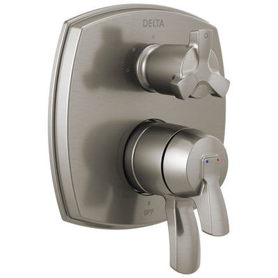 Delta Stryke Stainless Steel Finish 17 Series Integrated 3-Function Cross Handle Diverter Shower System Control Includes Valve and Handles D3724V