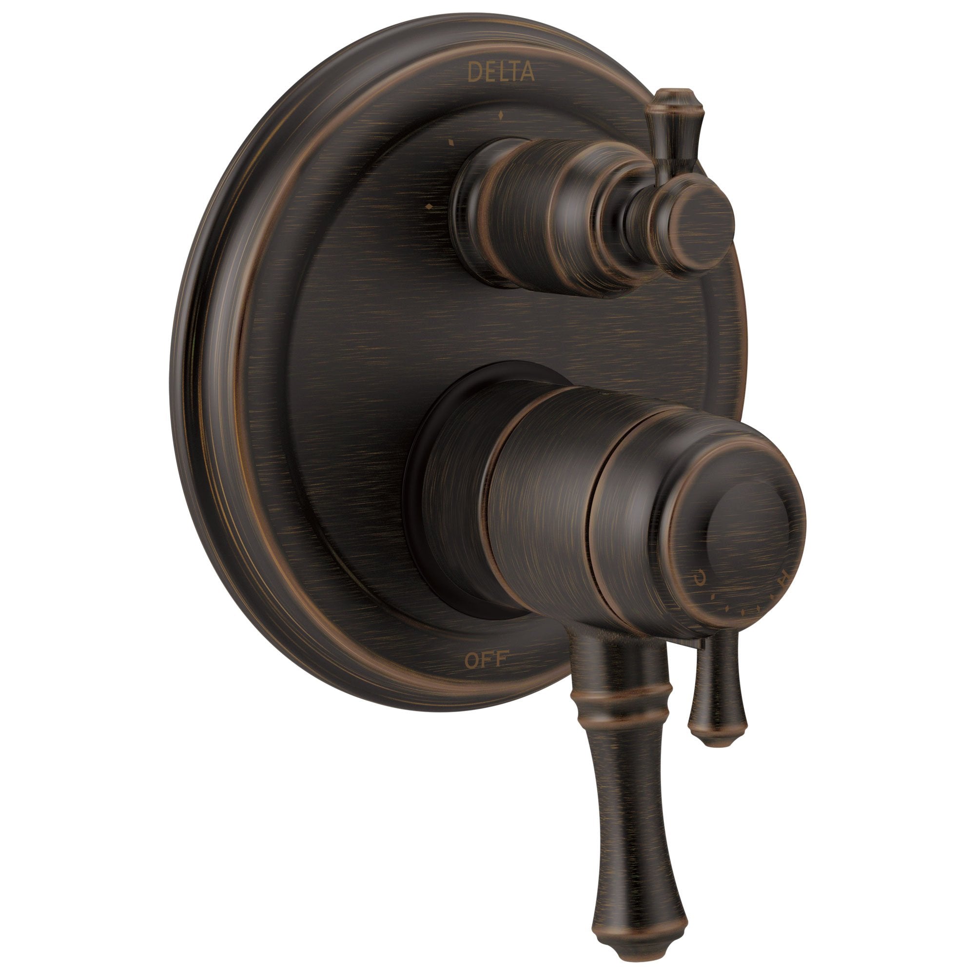 Delta Cassidy Venetian Bronze Traditional Shower Faucet Control Handle with 3-Setting Integrated Diverter Includes Trim Kit and Valve without Stops D2165V