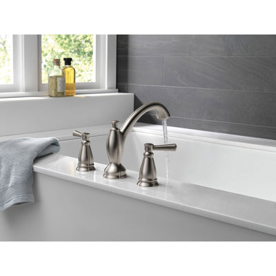 Delta Linden Collection Stainless Steel Finish Widespread Roman Tub Filler Faucet Trim Kit (Rough-in Valve Sold Separately) DT2793SS