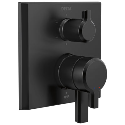 Delta Pivotal Matte Black Finish Monitor 17 Series Shower System Control with 6-Setting Diverter Includes Rough-in Valve and Handles D3698V