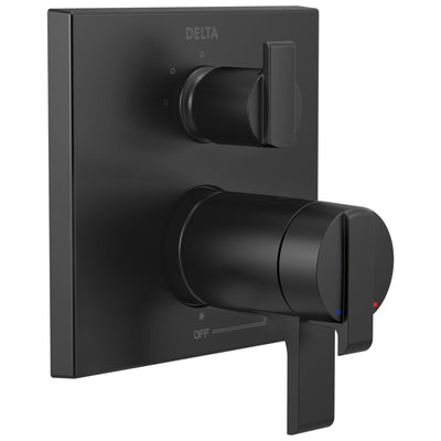 Delta Ara Modern Matte Black Finish Thermostatic Shower System Control with 3-Setting Integrated Diverter Includes Valve and Handles D3106V