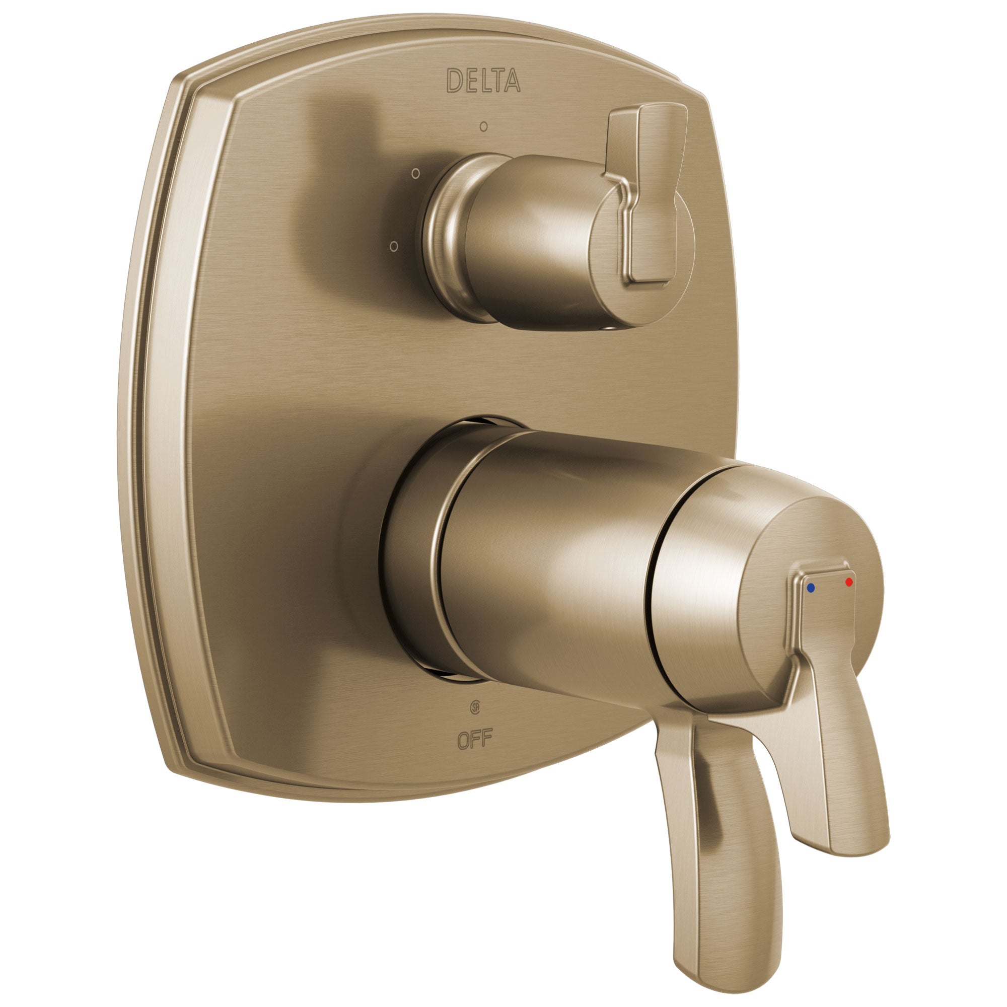 Delta Stryke Champagne Bronze Finish 3-setting Integrated Lever Handle Diverter Thermostatic Shower System Control Includes Valve and Handles D3100V