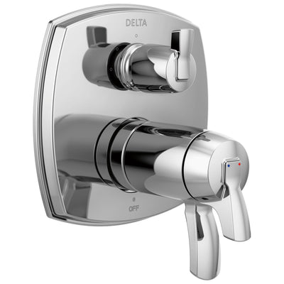 Delta Stryke Chrome Finish 3-setting Integrated Lever Handle Diverter Thermostatic Shower System Control Includes Rough-in Valve and Handles D3685V