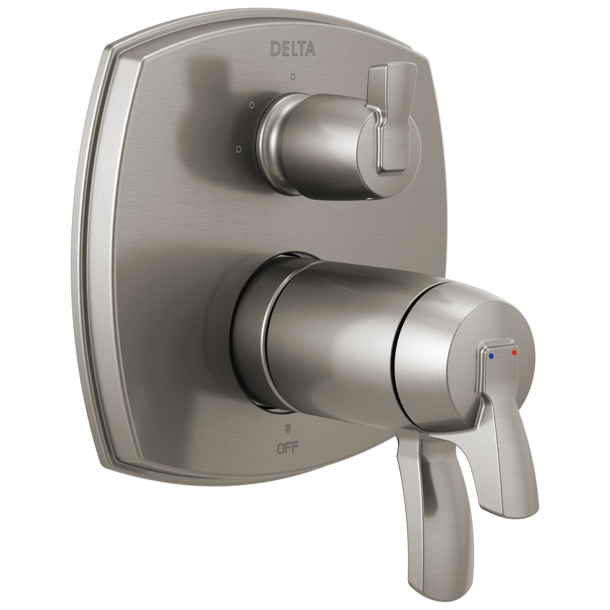 Delta Stryke Stainless Steel Finish 3-setting Integrated Lever Handle Diverter Thermostatic Shower System Control Includes Valve and Handles D3094V