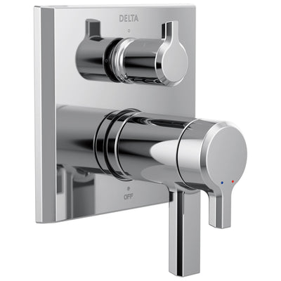 Delta Pivotal Modern Chrome Finish Thermostatic Shower System Control with 3-Setting Integrated Diverter Includes Valve and Handles D3091V
