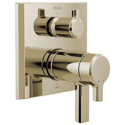 Delta Pivotal Modern Polished Nickel Finish Thermostatic Shower System Control with 3-Setting Integrated Diverter Includes Valve and Handles D3089V