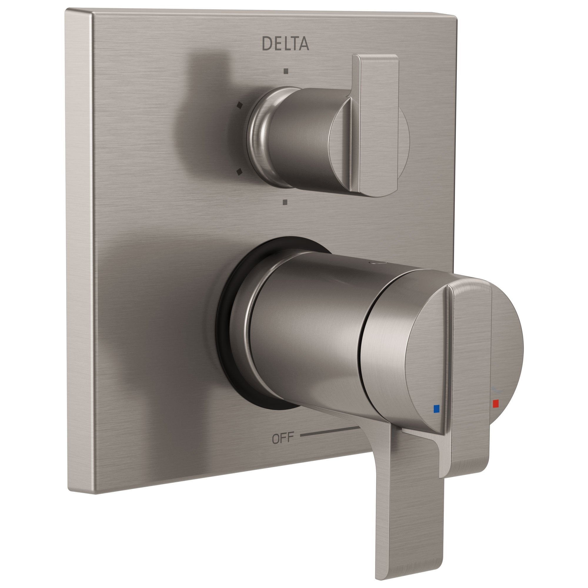 Delta Ara Collection Stainless Steel Finish Thermostatic Shower Faucet Control with 6-Setting Integrated Diverter Includes Trim Kit and Valve without Stops D2112V