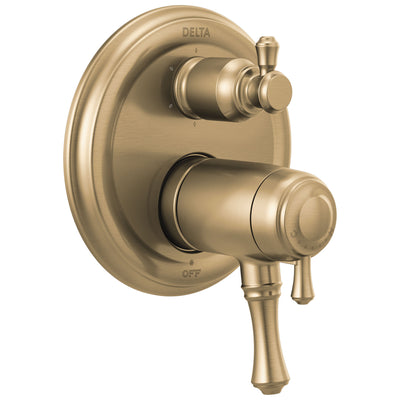 Delta Cassidy Champagne Bronze Finish Thermostatic 17T Shower System Control with 6-Setting Integrated Diverter Includes Valve and Handles D3072V