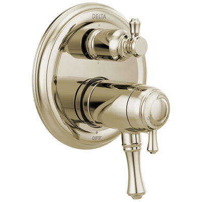 Delta Cassidy Polished Nickel Finish Thermostatic 17T Shower System Control with 6-Setting Integrated Diverter Includes Rough Valve and Handles D3658V